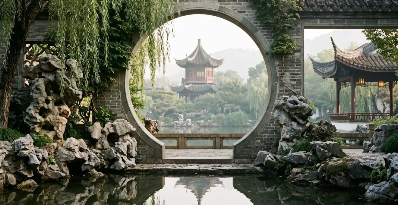 Jardin classique de Suzhou montrant la philosophie architecturale Song